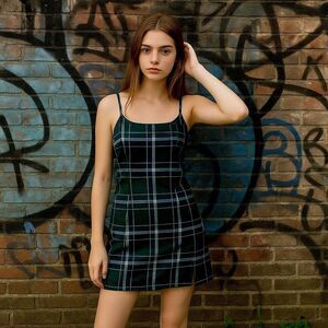 Forever 21 Plaid Mini Dress Medium Green School Girl YTK Preppy Punk Grunge